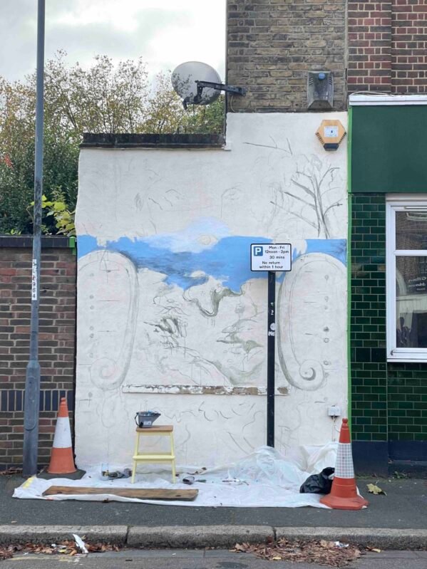 outdoor mural painting on site