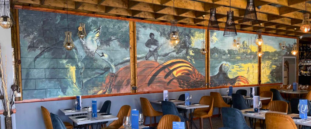 Mystery-of-Hope-YuTingChung large scale mural in the Turkish restaurant.