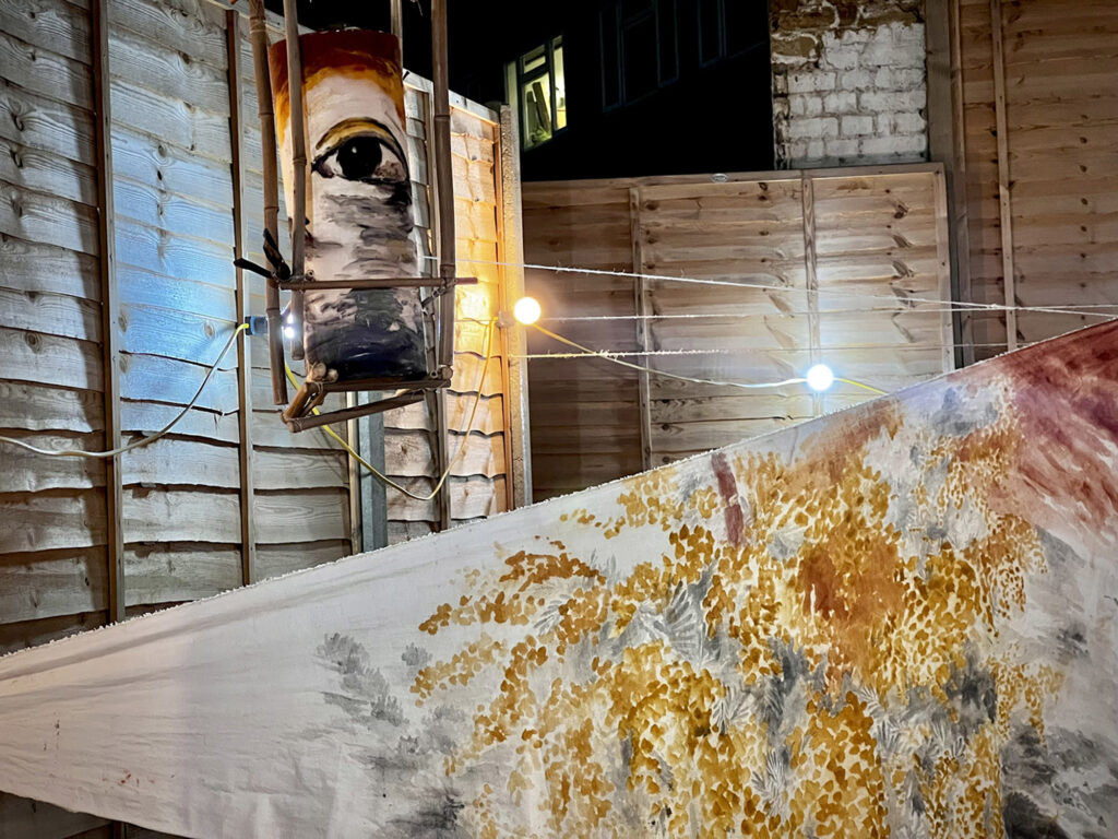 Traveller installation detail of latern in london
