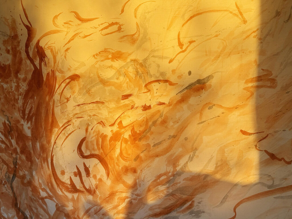 Traveller series: painting of splash in detail view-sunset