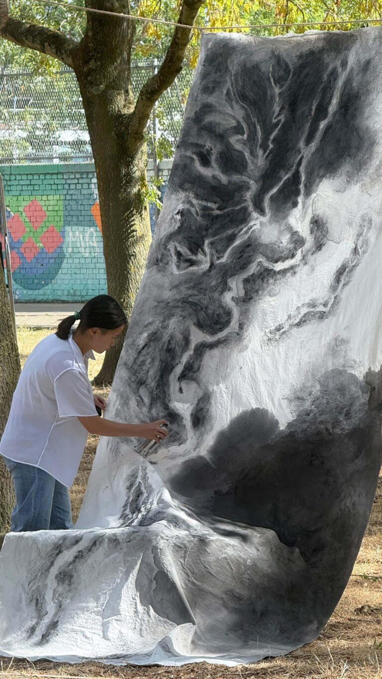 Artist Yu-Ting Chung with her work Foudre Noire